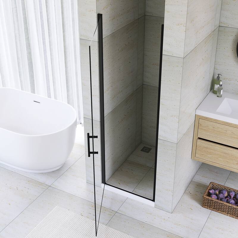 Pivot Semi-Frameless Shower Door in Matte Black Finish