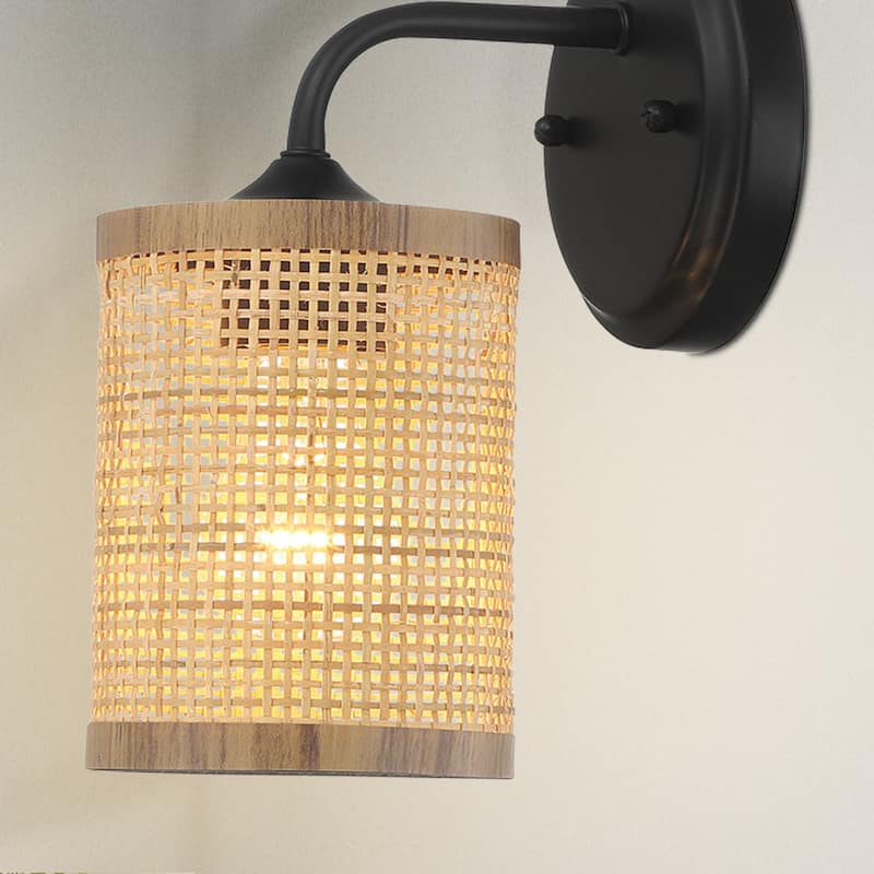 Azura Single-Light Wall Sconce with Rattan Shade