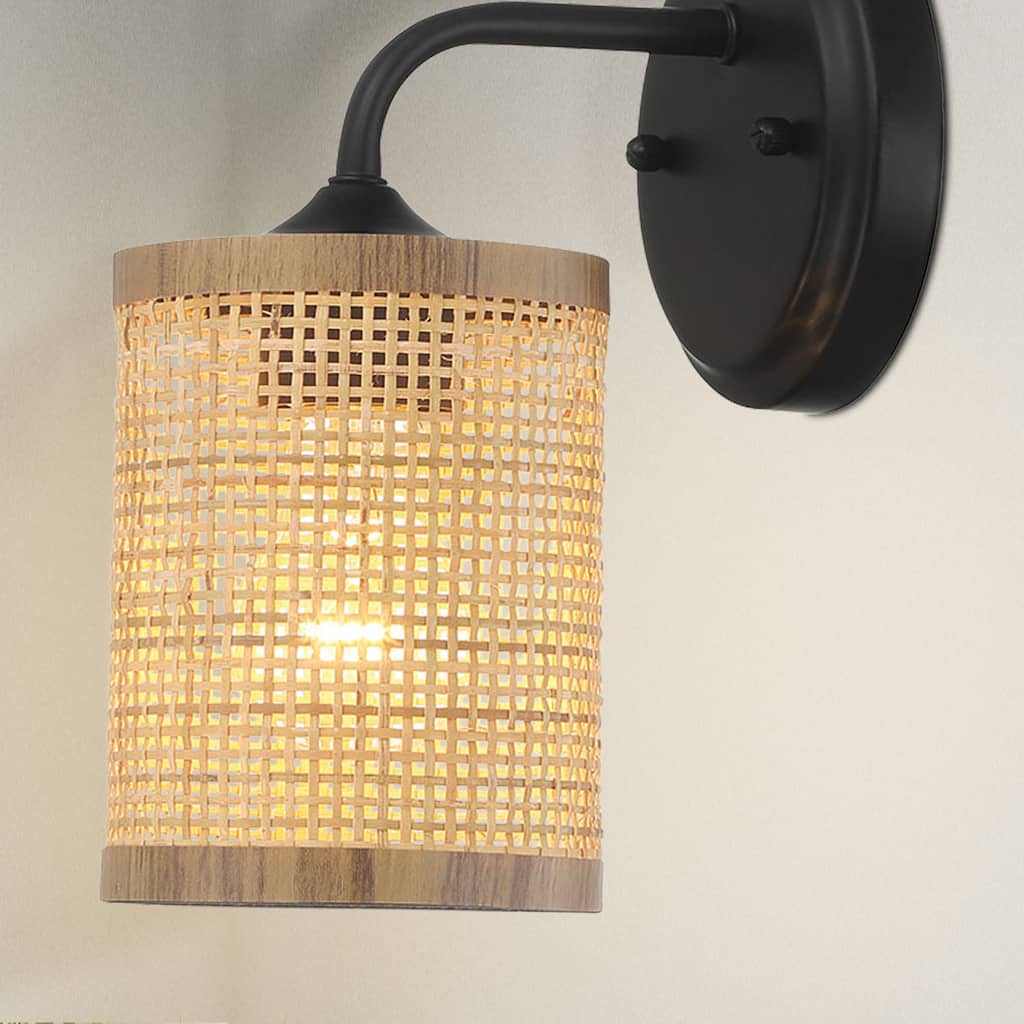 Azura Single-Light Wall Sconce with Rattan Shade
