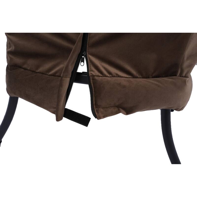 Modern Cotton Fabric Lazy Chair with Ottoman and Footrest, Brown