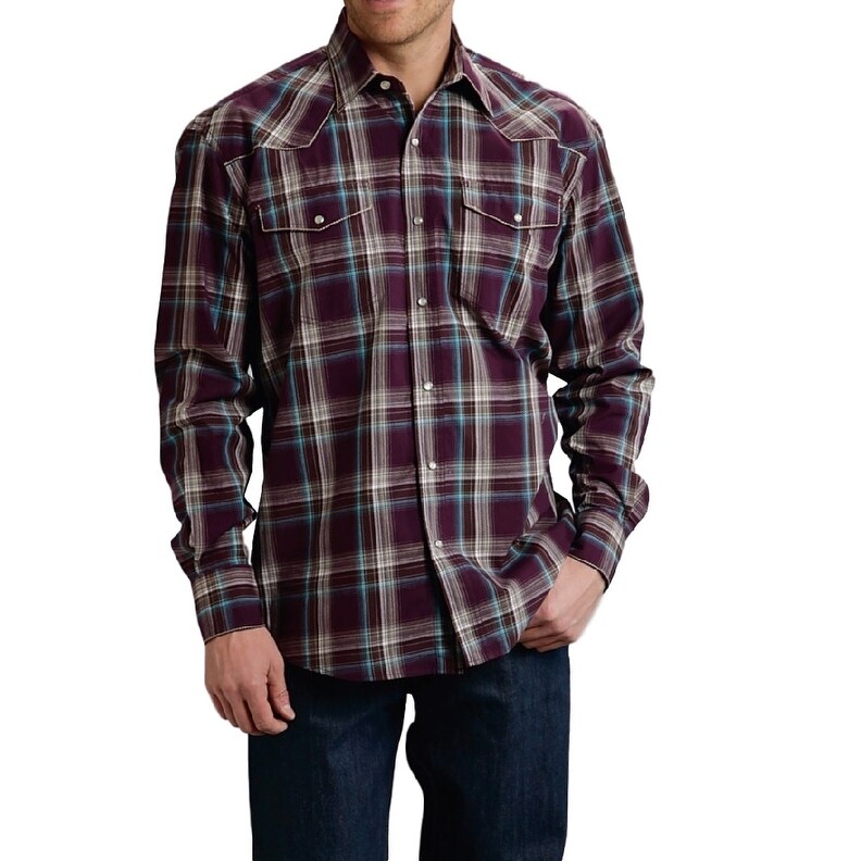 Shop Roper Western Shirt Mens L S Amarillo Plaid Purple