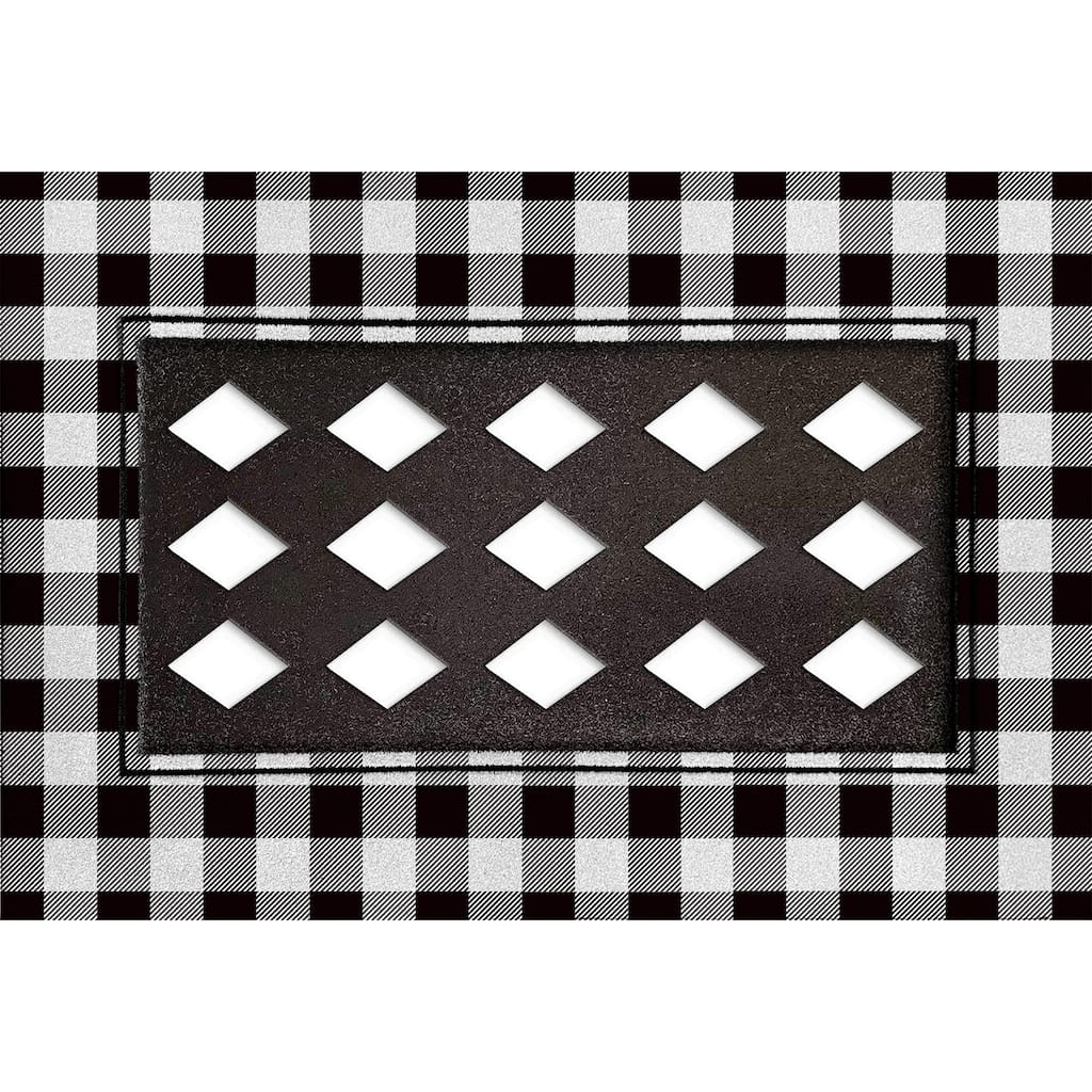 30 in. x 18 in. Black and White Buffalo Check Flocked Sassafras Mat Tray