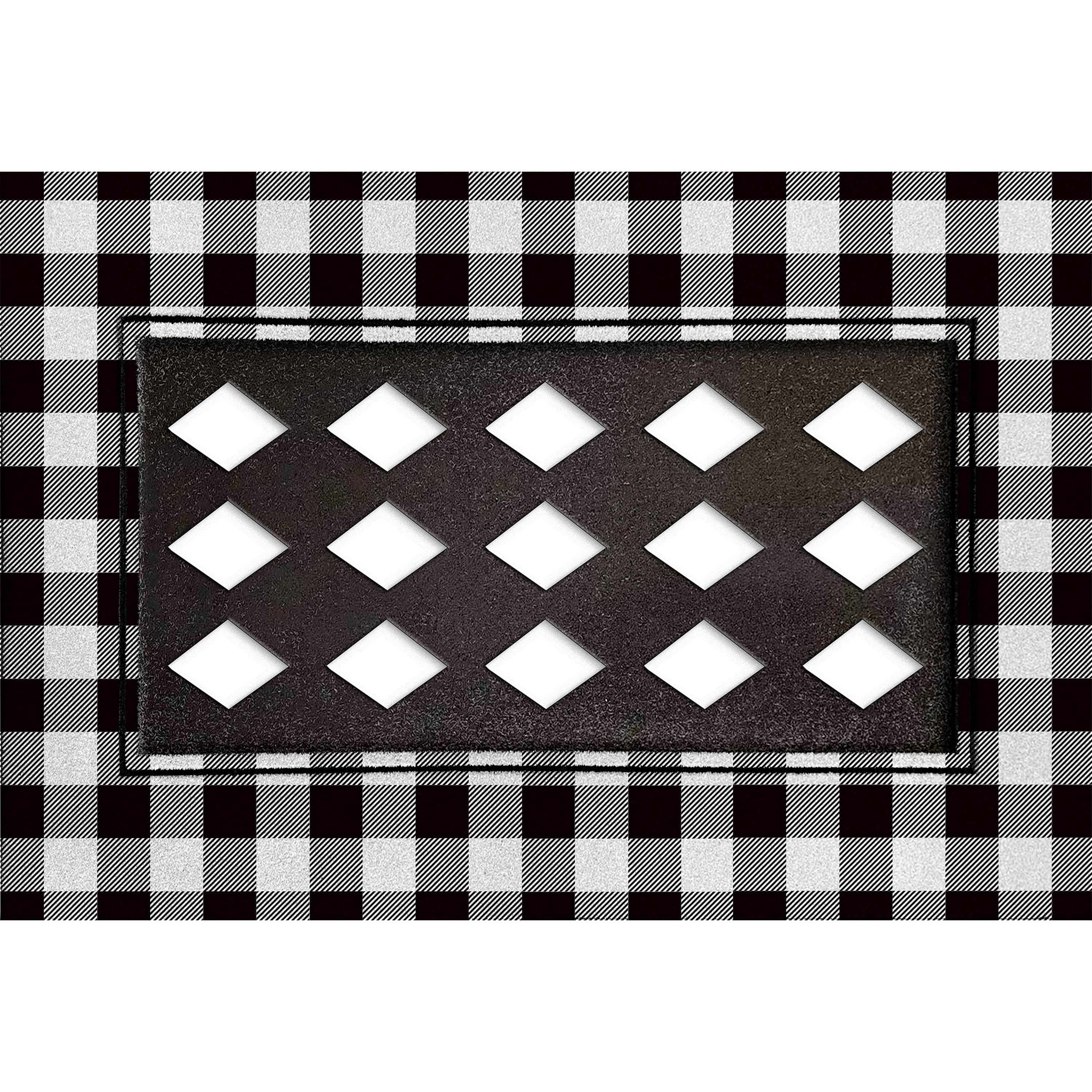 30 in. x 18 in. Black and White Buffalo Check Flocked Sassafras Mat Tray