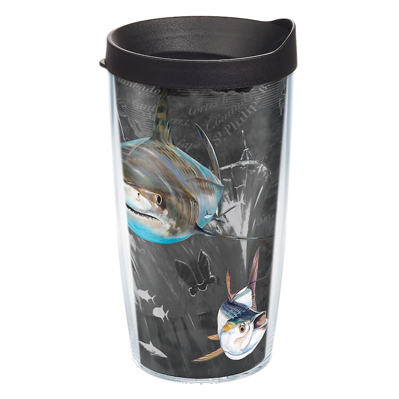 Tervis Guy Harvey Shark Pirate Made in USA Double Walled Insulated Travel Tumbler, Classic - 16oz - 16oz