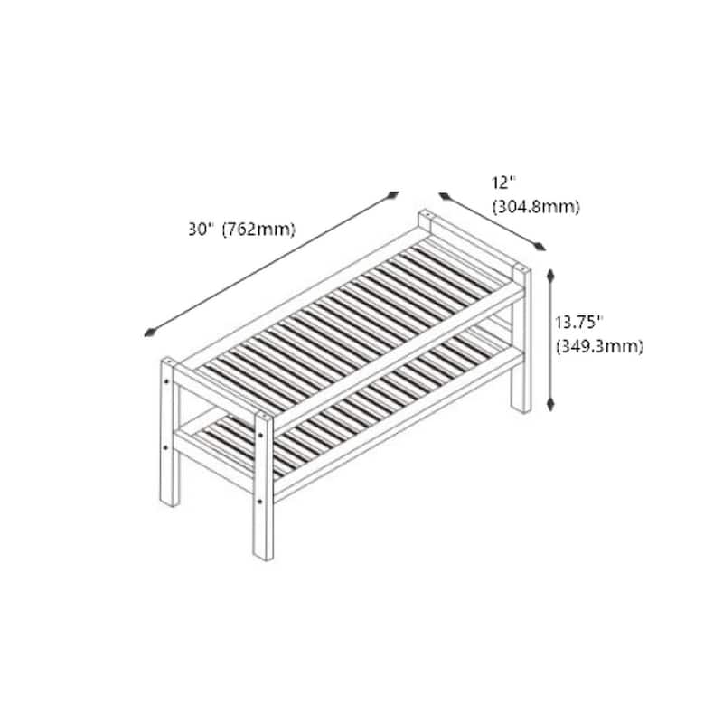 2 Tier Slatted Stackable Solid Bamboo Shoe Rack - 2-Tier