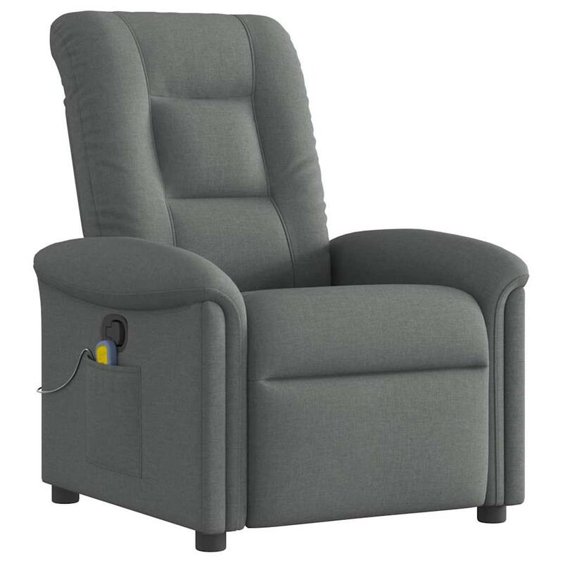 vidaXL Massage Recliner Chair Dark Grey Fabric