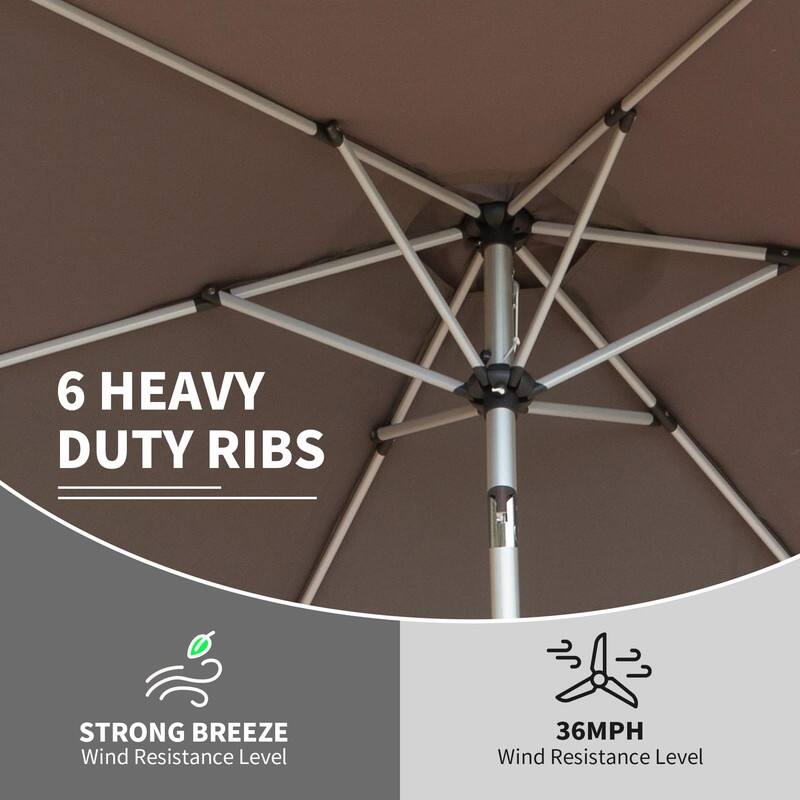 Premium 7.5FT Market Patio Umbrella - Push Button Tilt & Easy Crank, UV Block Waterproof Canopy(Base Not Included)