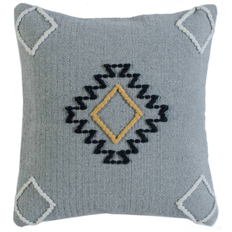 Handwoven Scandinavian Square Throw Pillow Cover - 20" - Gray and Black
