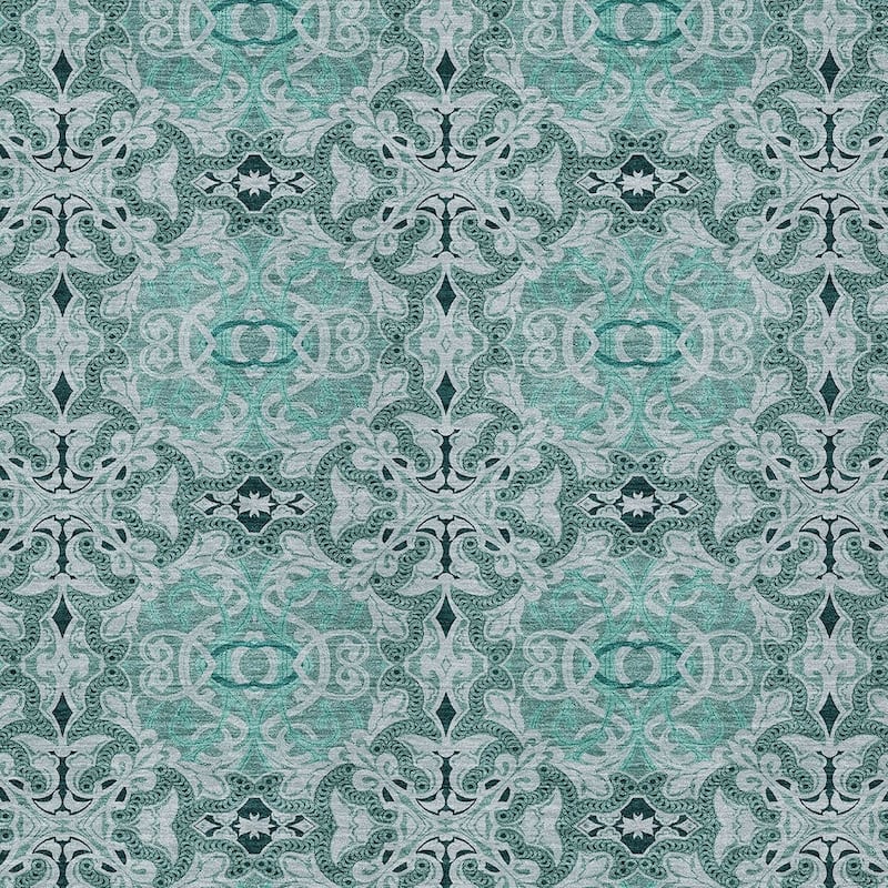 HomeRoots Medallion Transitional Rectangle Outdoor Rug
