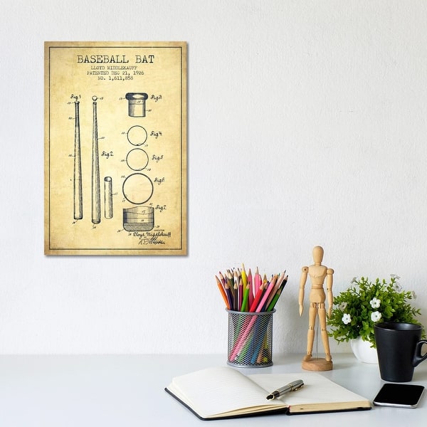 iCanvas Baseball Bat Vintage Patent Blueprint by Aged Pixel