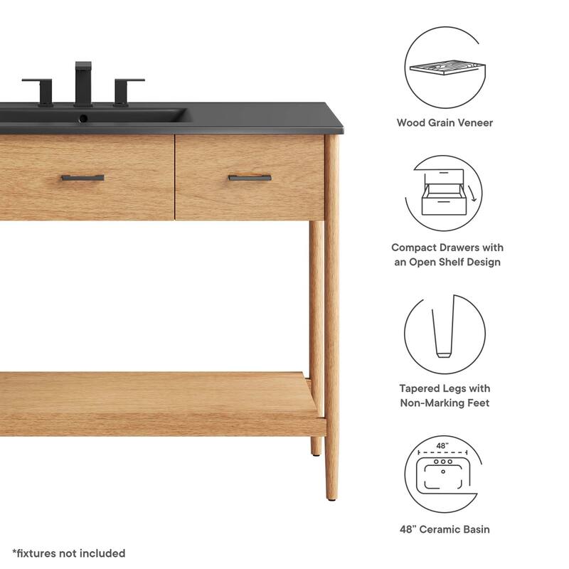 Zaire 18"/24"/30"/36"/48" Bathroom Vanity with Black Sink Top
