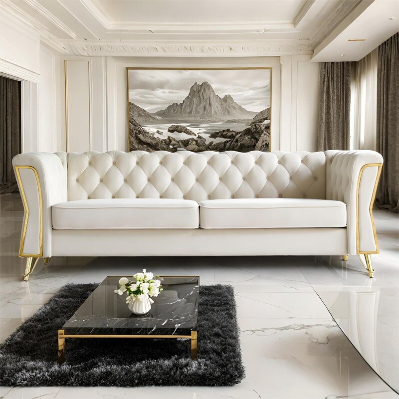 Tufted velvet living room set cheap