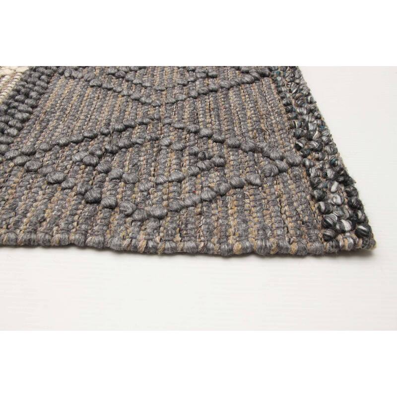 ECARPETGALLERY Braid weave Sienna Grey Wool Rug - 6'0 x 8'8