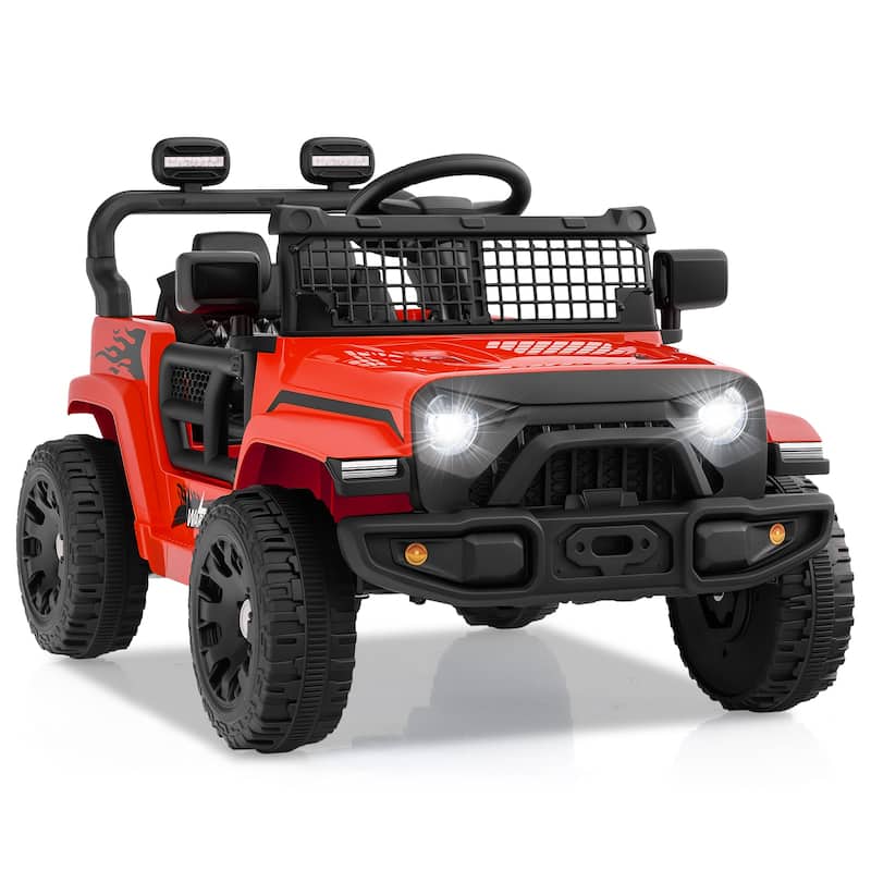 12V Battery Powered Ride On Car for Kids with Remote and Shock Absorbers, Music LED Headlights - 34" × 23" × 21"