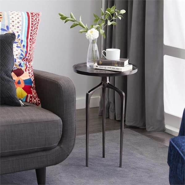 Fine Line Metal Round Contemporary Accent End Table