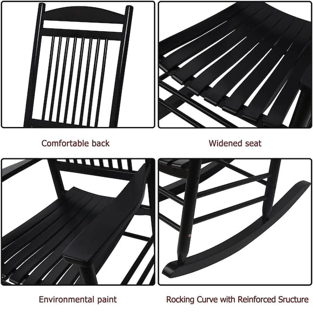 VEIKOUS Wood 3-piece Outdoor Rocking Chair and Folding Table Set