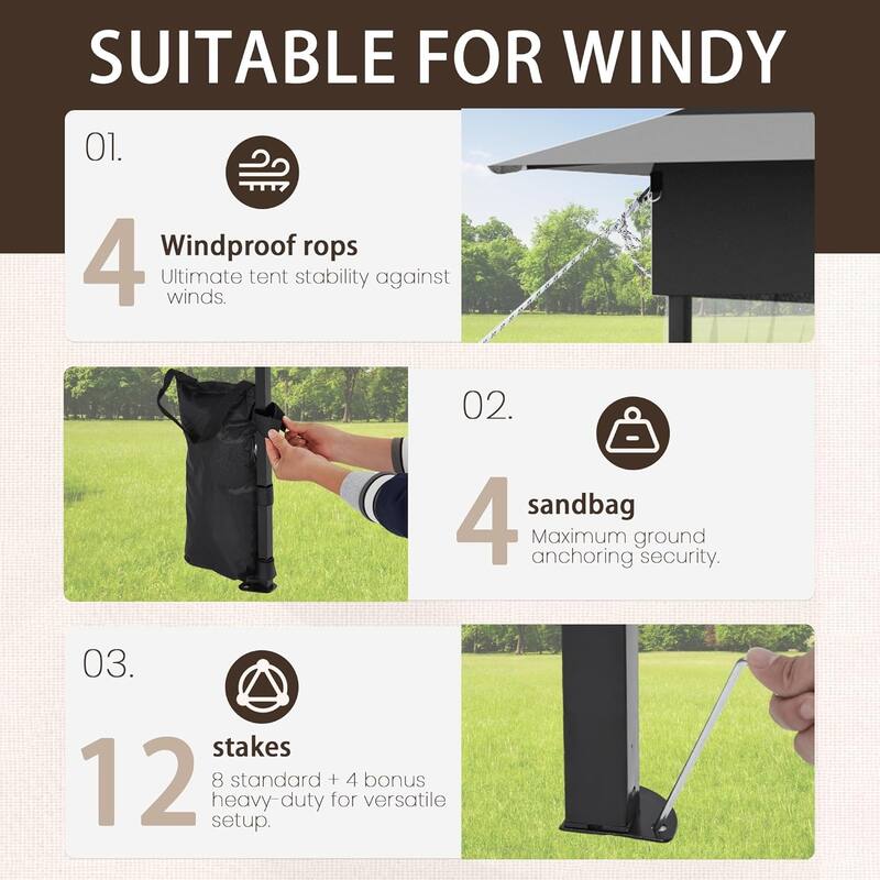 Bezseller 11' x 11' Pop -up Gazebo Tent with Mosquito Netting, Outoor Canopy Tent for Patio Garden Backyard Party