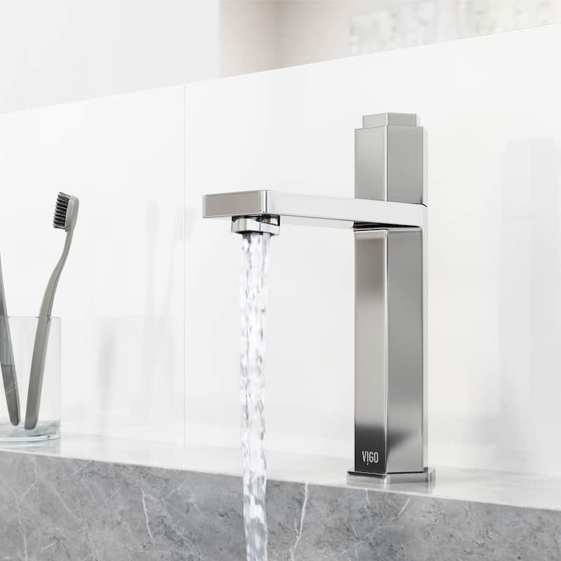 VIGO Nova 8" H Button Operated Single Hole Bathroom Faucet