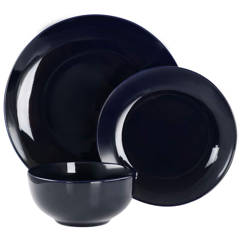 Elama Luna 18 Piece Porcelain Dinnerware Set in Dark Blue