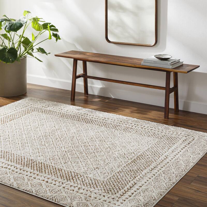 Livabliss Freud Bohemian Bordered Area Rug - 7' 10" x 10' - Brown/Cream