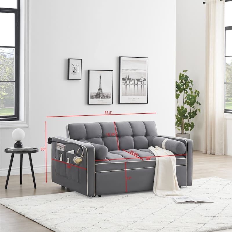 Velvet Convertible Sleeper Sofa Bed