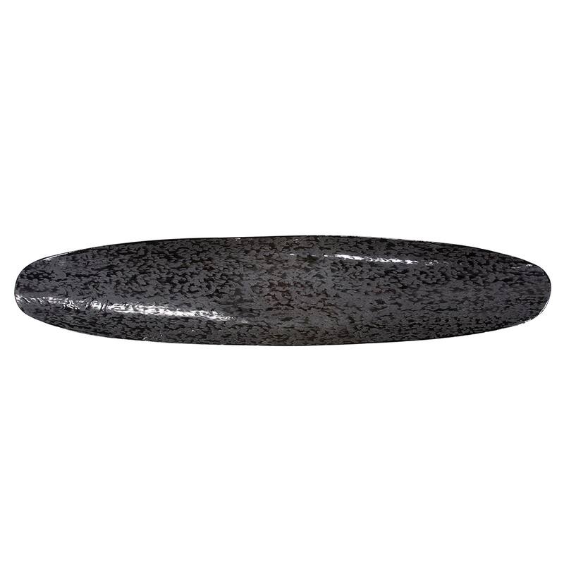 Allan Andrews Chiseled Texture Black Iron Elongated Tray, Large - 3H x 28W x 6D