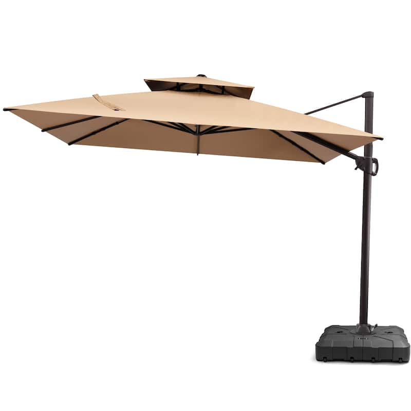 Pellebant Outdoor 9x11FT Patio Cantilever Umbrella Dual Top - Tan