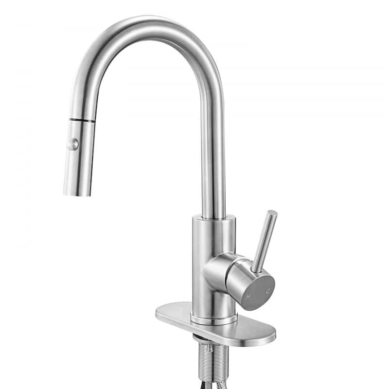 Silver Single-Handle Kitchen Faucet with Pull-Down Sprayer and Dual Mode - 7.48 x 1.89 x 14.17 inch
