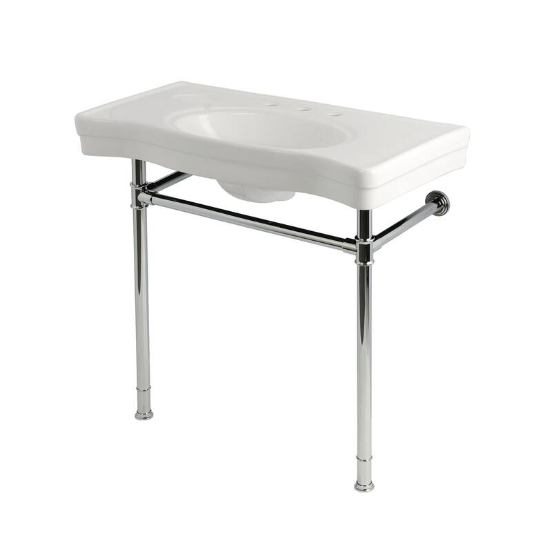 Kingston Brass KVPB36198.38 Imperial 35-13/16" Rectangular Ceramic and - White / Polished Chrome
