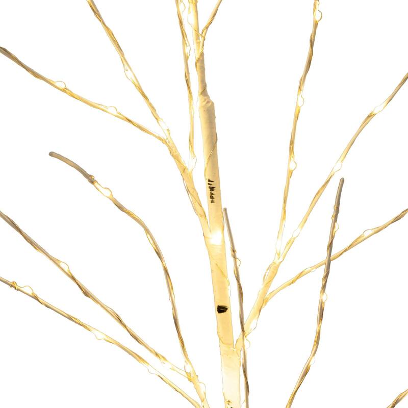 Pre-Lit Battery Operated Artificial Birch Twig Branches Christmas Tree - 36" - Warm White LED Lights - Set of 2