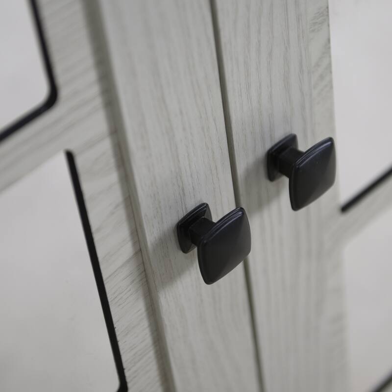 Sideboard Cabinet with 3 Mirrored Acrylic Doors, Multifunctional Wood Storage Cabinet, Accent Cabinet with Adjustable Shelves