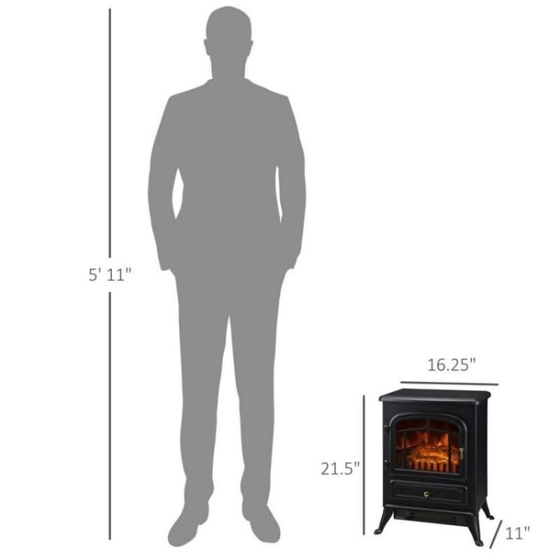 16.3" Electric Fireplace Stove, Freestanding Portable Fireplace Heater