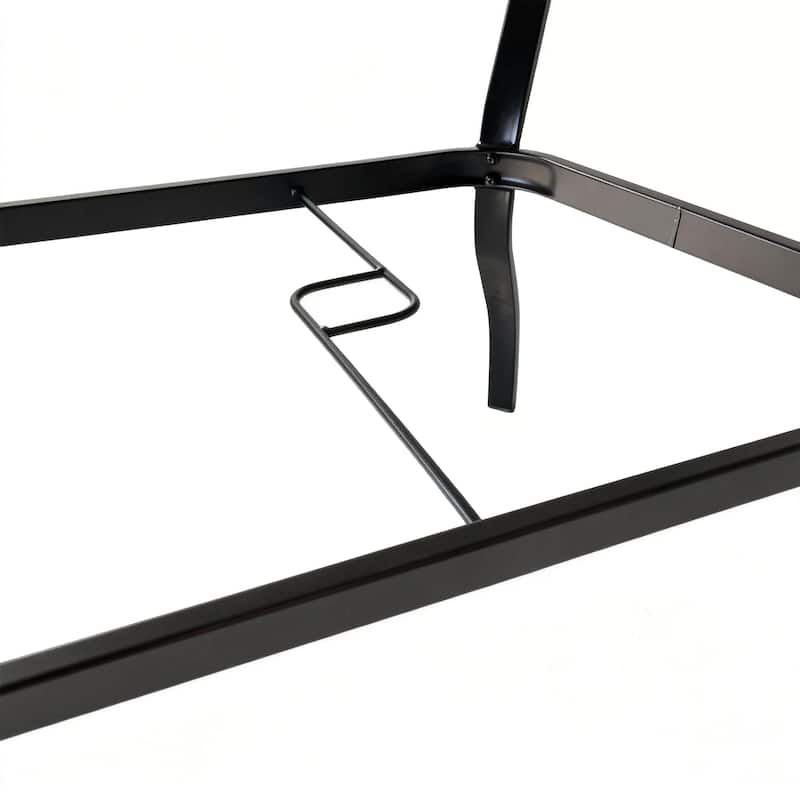 Metal Steel Slat Patio Dining Table Square Backyard Bistro Table Outdoor Furniture Garden Table