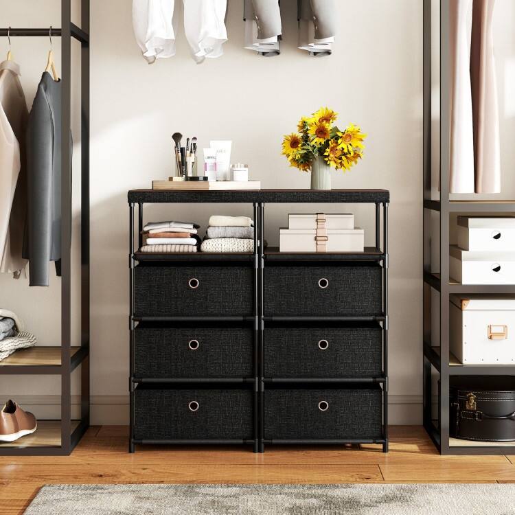 Storage Cabinet with Drawers, MDF and Metal Frame Anti-Tipping Kits and Versatile Use