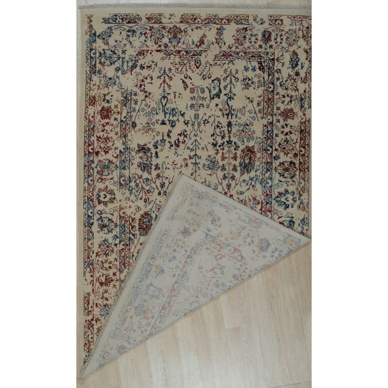 Ivory and Multicolored Contemporary Modern Hand-Crafted Area Rug - Elegant and Unique Design - 5' x 8'