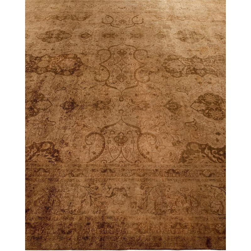 Overton Hand Knotted Wool Vintage Inspired Modern Contemporary Overdyed Brown Area Rug - 8' 1" x 10' 2"