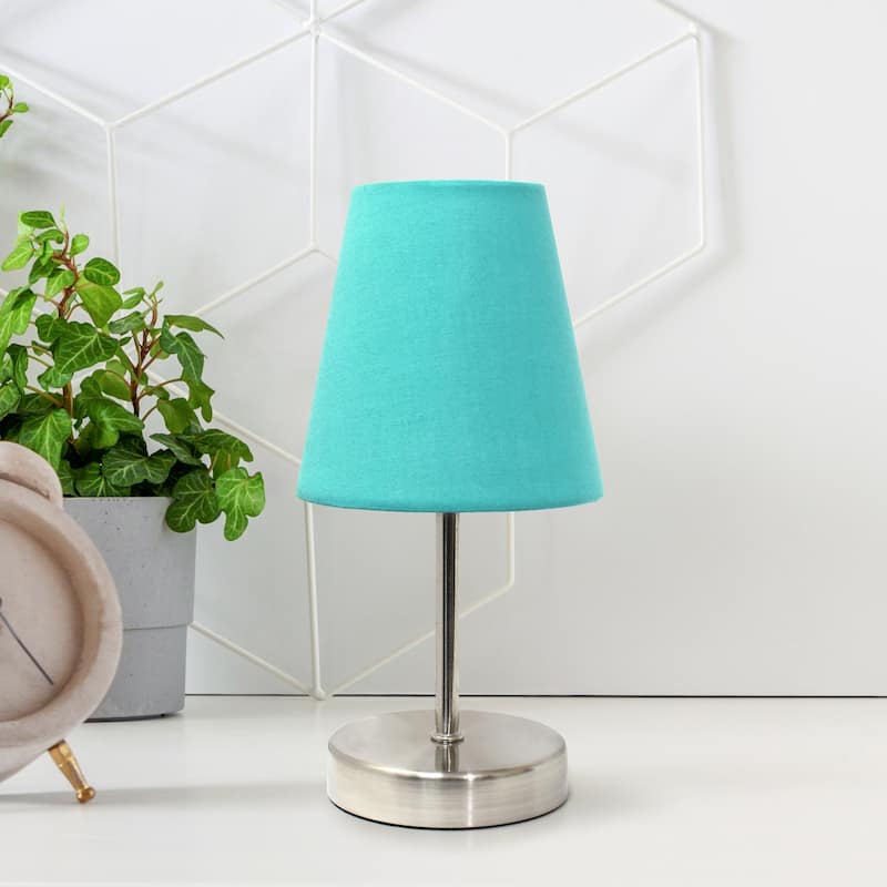 Stick Table Desk Lamp with Blue Tapered Shade - 10.5" - Sand Nickel