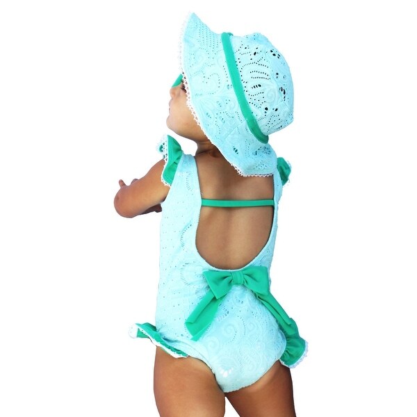 baby girl swimsuit and hat