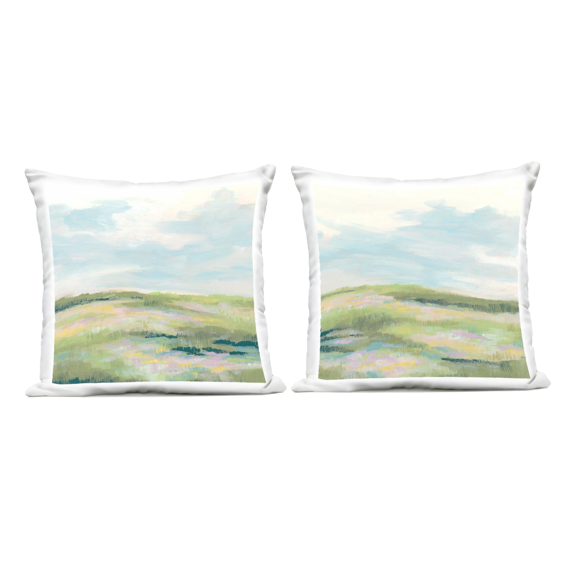 Stupell Pastel Meadow under Blue Sky Printed Outdoor Throw Pillow Design by June Erica Vess (Set of 2)