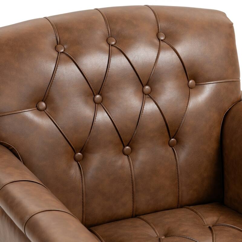 Modern Faux Leather Accent Chairs Set Of 2, Upholstered Armchair For Living Room