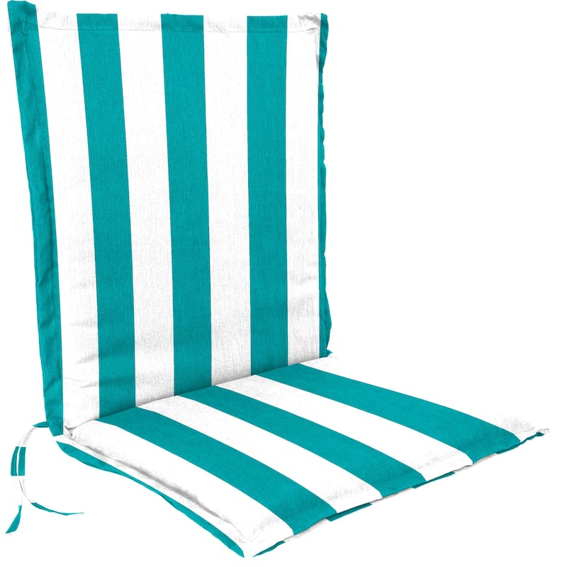 22" x 41" Outdoor Chair Cushion with Ties and Flange - 41'' L x 22'' W x 3'' H - Awning Turquoise