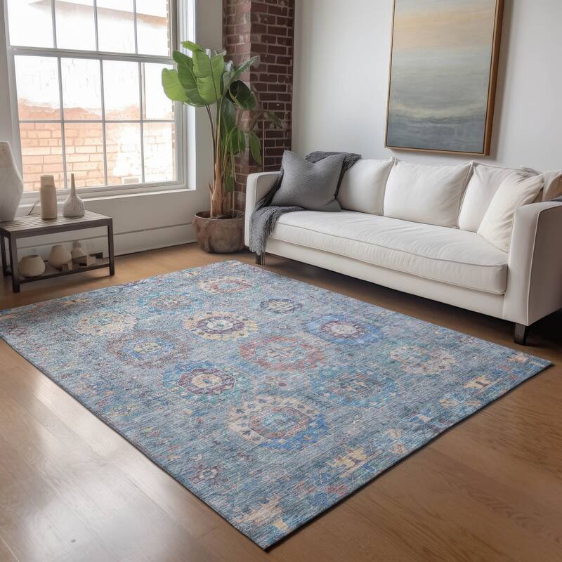 Machine Washable Indoor/ Outdoor Vintage Traditional Chantille Rug