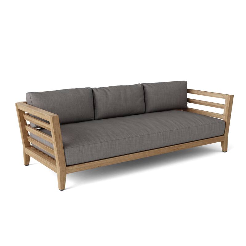 Cordoba Teak Outdoor Sofa with Sunbrella Cushions - Cast Slate