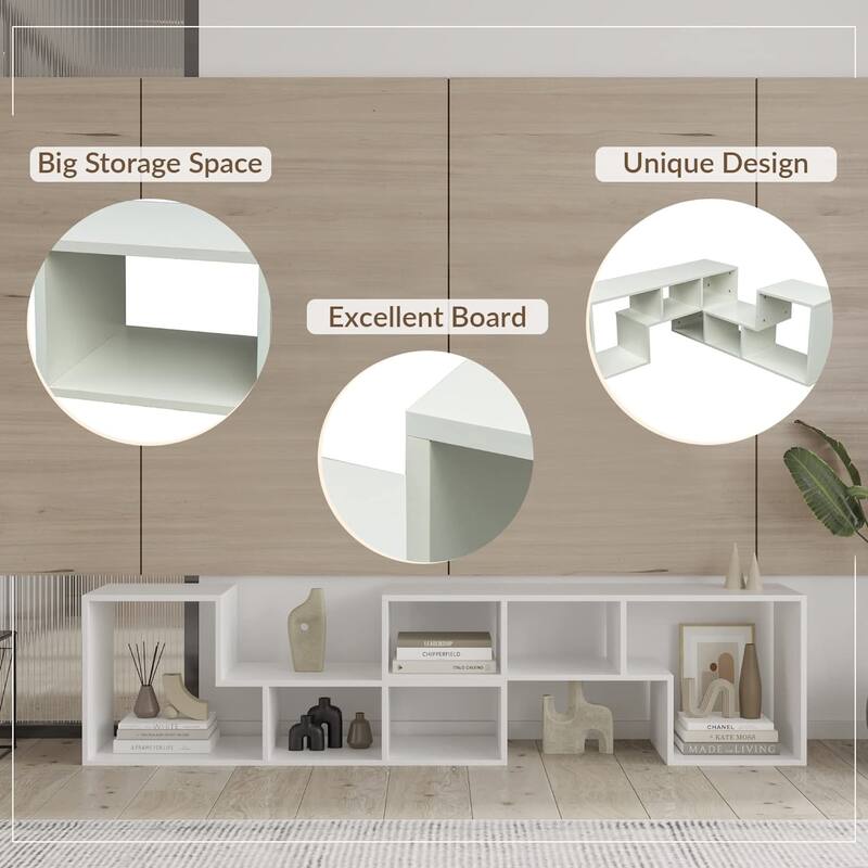 Grondin 2-Piece L Shaped TV Stand, Multi-Functional Free Combination Media Console Bookshelf for Living Room Bedroom