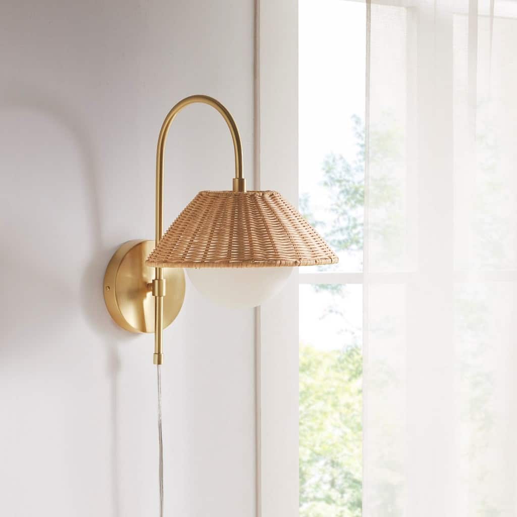 Rattan Weave Wall Sconce for living room,bedroom,and dining room
