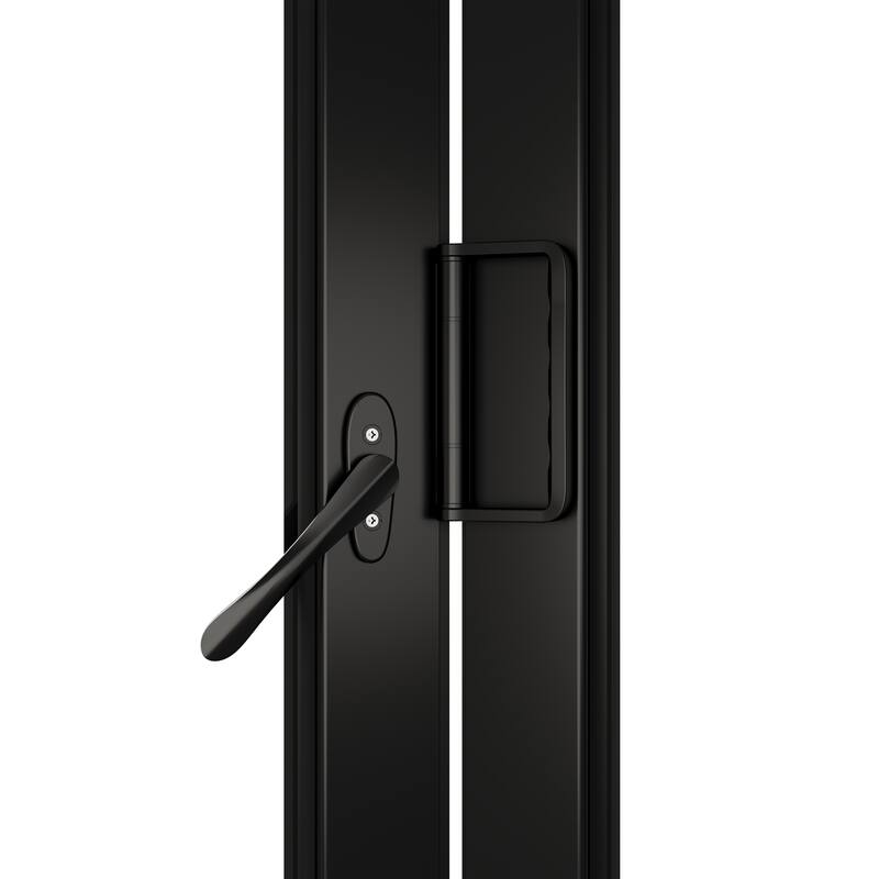 KaMic 108" x 80" 3 Panels Aluminum Folding Doors in Black, Folded Out from Left to Right Model #: FD3PBK10880-LR