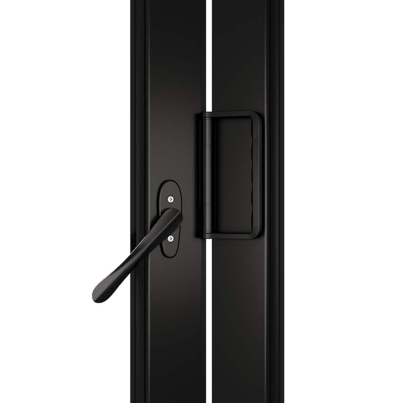 KaMic 108" x 80" 3 Panels Aluminum Folding Doors in Black, Folded Out from Right to Left Model #: FD3PBK10880-RL