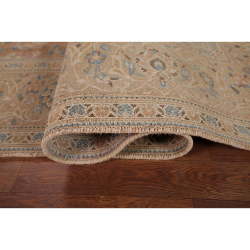 Traditional Mashad Vintage Persian Area Rug Handmade Wool Carpet - 7'0" x 9'10"