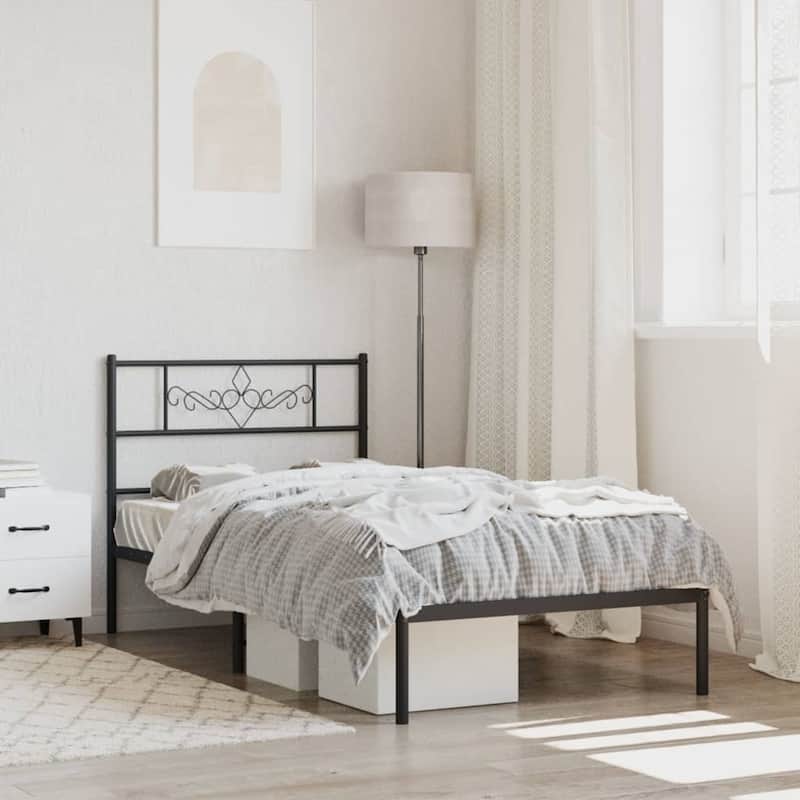 vidaXL 12 Inches Black Twin Metal Bed Frame No Mattress - 77.2" x 41.3" x 35.4"