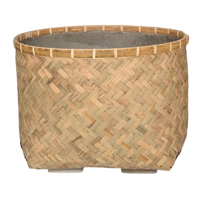 Pottery Pots Nala Bamboo Indoor Outdoor Round Planter, Natural Finish
